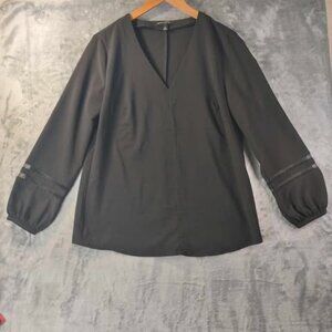 Banana Republic Black V-Neck Long Sleeve Top M Elevated Basics Polished Layers